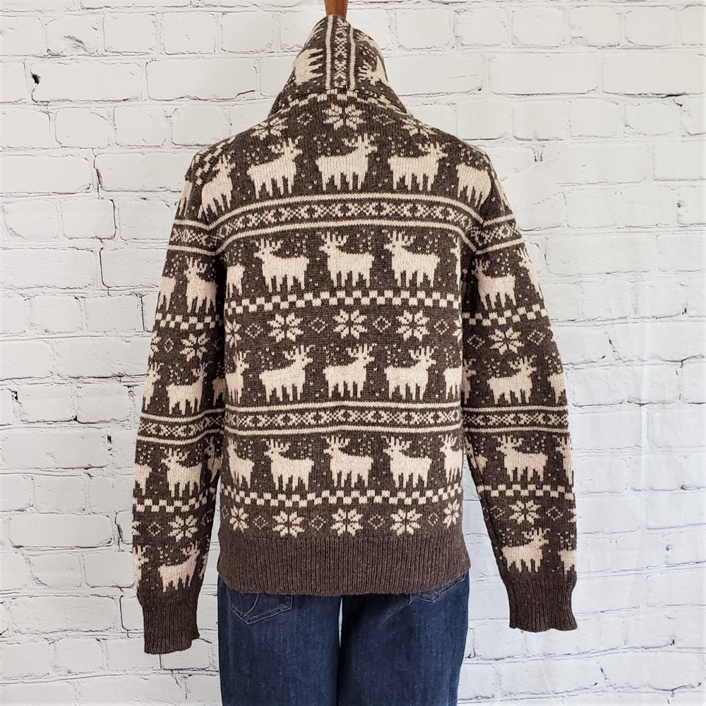 JADE 100% SHETLAND WOOL Reindeer Sweater, L - Picture 4 of 5